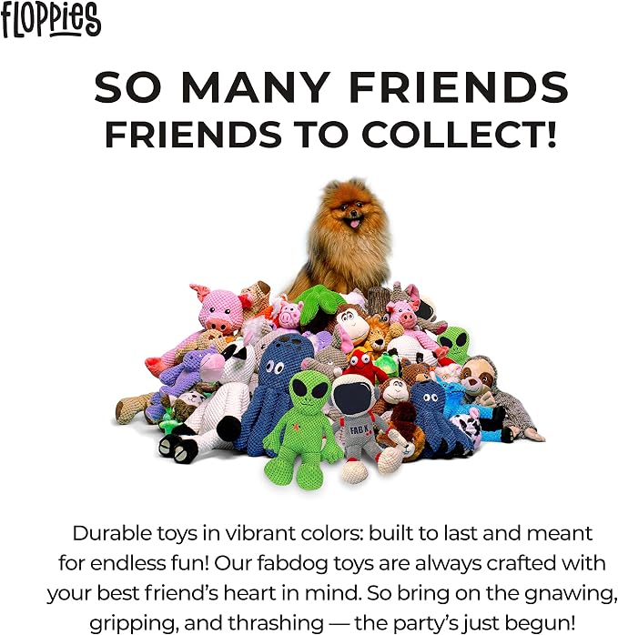 fabdog Floppies Plush Dog Toy - Cute & Durable Squeaky Dog Toys - Best Squeak Toy for Puppies and All Breeds | Ideal Pet Gift| Large Alien