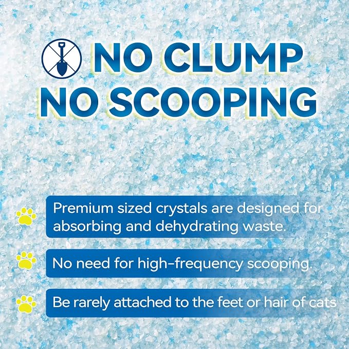 Made4Pets Cat Litter Crystals, Non Clumping Cat Litter Odor Control Kitty Litter Non Clumping No scooping Low Dust, Low Tracking, Lightweight, Dehydrates Waste,– 25.8 lbs (6 x 4.3 lb Packs)