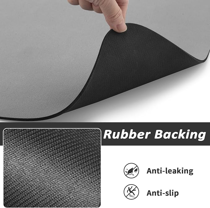 HotLive Dog Food Mat - Absorbent Cat Mat for Food and Water, No Stains Pet Feeding Bowl Mat, Easy to Clean Pet Placemats, Quick Dry Dog Water Dispenser Mat for Messy Drinkers | Paw Grey 18"x 28"