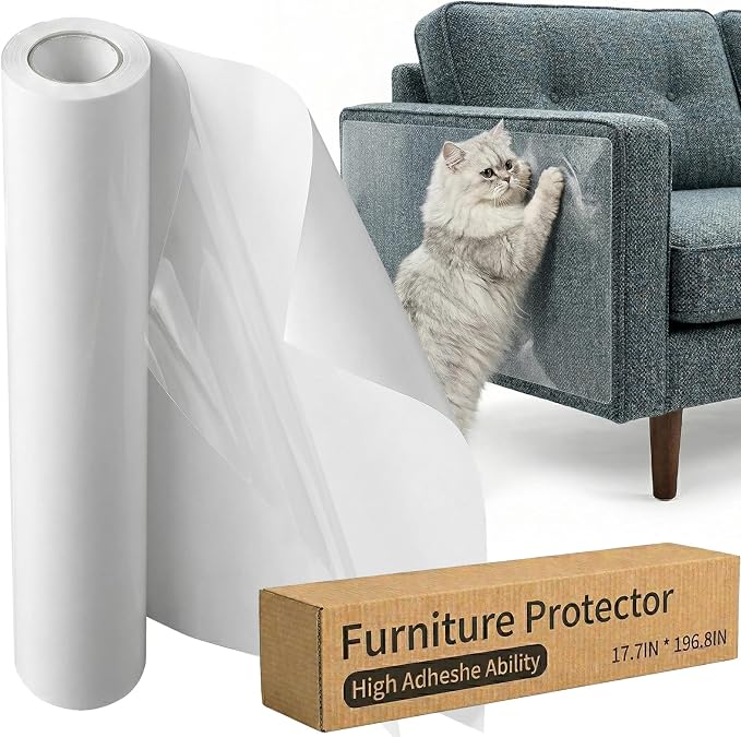 197"x17.7" Cat Anti Scratch for Furniture Protectors Thicken Vinyl Clear Cat Couch Protector from Cat Claws Dog Scratching Sofa Guard Tape Pet Scratch Deterrent Protection