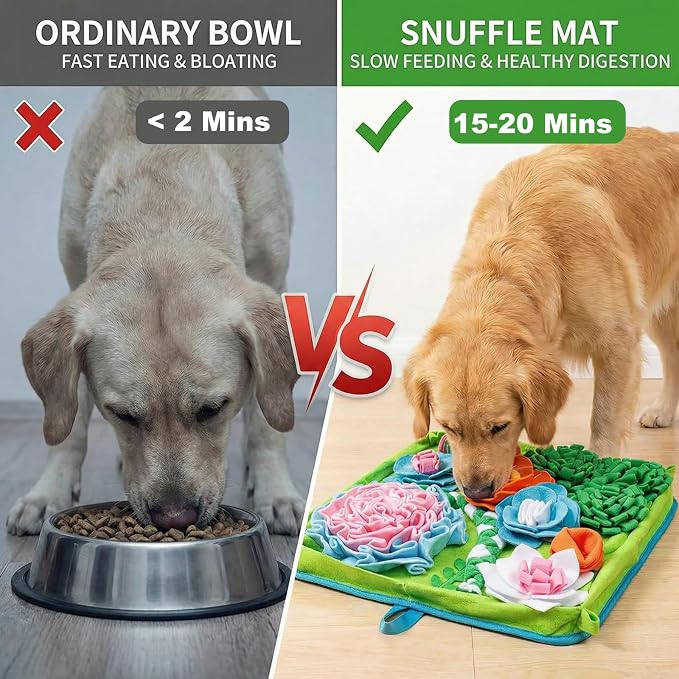 Heavy-Duty Snuffle Mat for Dogs, 19.7" Non-Slip Foraging Mat with Table-Fixing Straps, Interactive Dog Puzzle Toy for Slow Feeding, Mental Enrichment for Large & Small Dogs