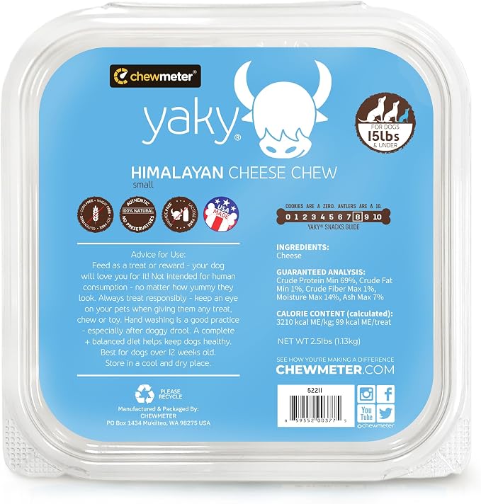 Chewmeter Yaky Himalayan Cheese Chews | Natural Yak Cheese Dog Chews | Long Lasting, Stain Free, Protein Rich, Low Odor | 100% Natural, Healthy & Safe | Small | for Dogs 15 lbs and Smaller | 2.5lb