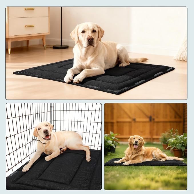HOMBYS Indestructible Chew Proof Dog Bed with 12 Metal Rivets - Ultra Durable 1" Thick Foam Kennel Mat for Aggressive Chewers & Teething Puppies, Waterproof Pet Bed Fits Dog Crates (X-Small-23 x 17")