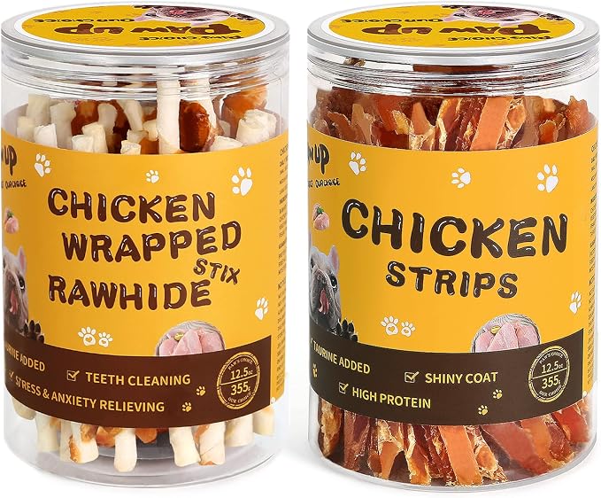 PAWUP Chicken Jerky Strips Dog Treats, Chicken Wrapped Biscuits Pumpkin Dog Treats Sticks