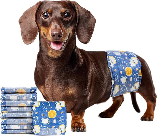 MICOOYO Male Dog Diapers, Disposable Male Dog Wraps with Wetness Indicator, Super Absorbent | Leak Proof Doggie Diapers for Incontinence, Marking, Puppy Training, S, 12-19-inch Waist, 50 Counts