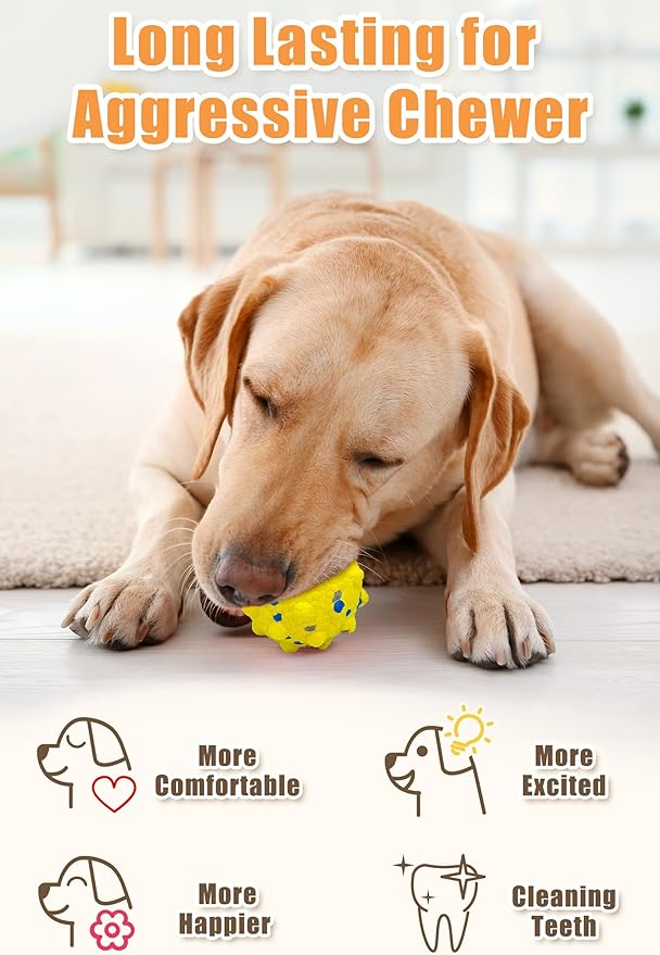 Moonorange 3.7'' Dog Balls for Dogs Aggressive Chewers Indestructible Tennis Durable Bouncy Interactive Dog Toy for Fetch Game Floating Balls (Grey Large)