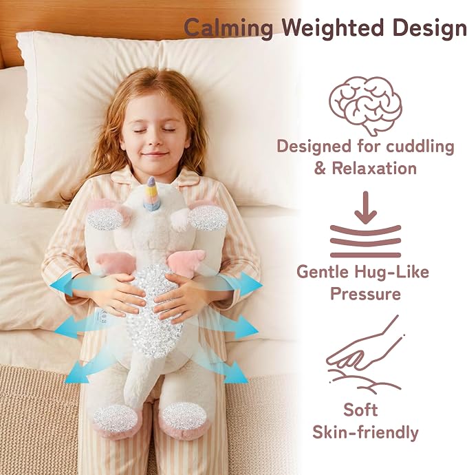Niuniu Daddy 20" 3.3 lb Weighted Unicorn Stuffed Animal for Adults Kids, Giant Large Plush Toy, Soft Body Pillow for Sleeping, Huggable Gift for Everyday Comfort
