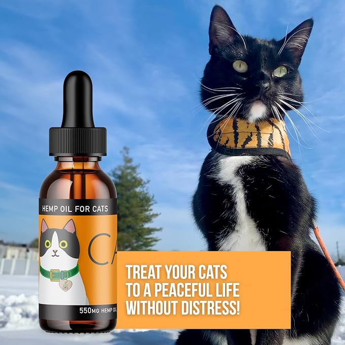 Calm Drops for Cats - Lavender Hemp Oil Blend for Balance During Fireworks, Travel, Alone Time, & New Environments - USDA Organic Cat Calming Drops - New & Improved Formula - 2 oz
