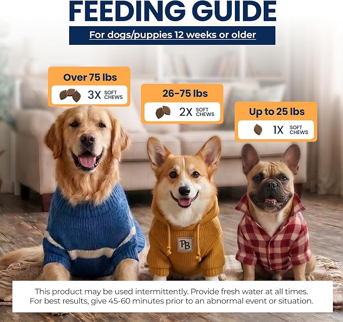 Calming Soft Chews for Dogs Anxiety Relief 60 Count