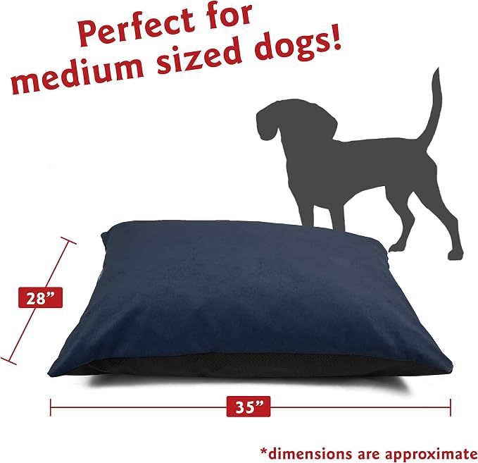 Majestic Pet Rectangle Medium Dog Bed Washable – Non Slip Comfy Pet Bed – Dog Crate Bed Super Value Pillow Dog Bed – Dog Kennel Bed for Sleeping - Dog Bed Medium Breed 35 x 28 Inch – Villa Navy