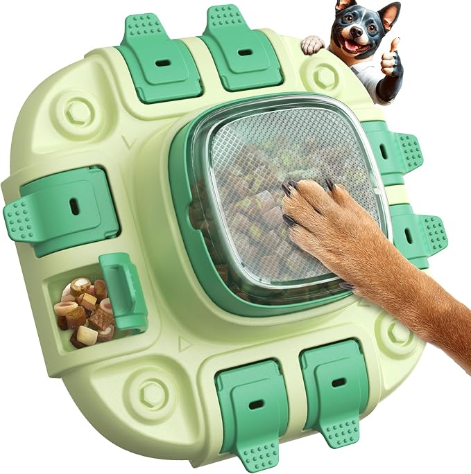KADTC Dog Puzzle Toy, 2 Levels of Challenge, Push-to-Release Treat Dispenser, Slow Feeder & Mental Stimulation Enrichment Toy for Small Medium Large Dogs