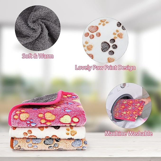 YUEPET Waterproof Guinea Pig Blankets Washable 3 Pack Small Animal Fleece Cage Liners Pet Soft Sleep Mat Pad Cover Warm Flannel Throw for Hamster Guinea Pig Rabbit Chinchilla Hedgehog Ferret 30"×16"