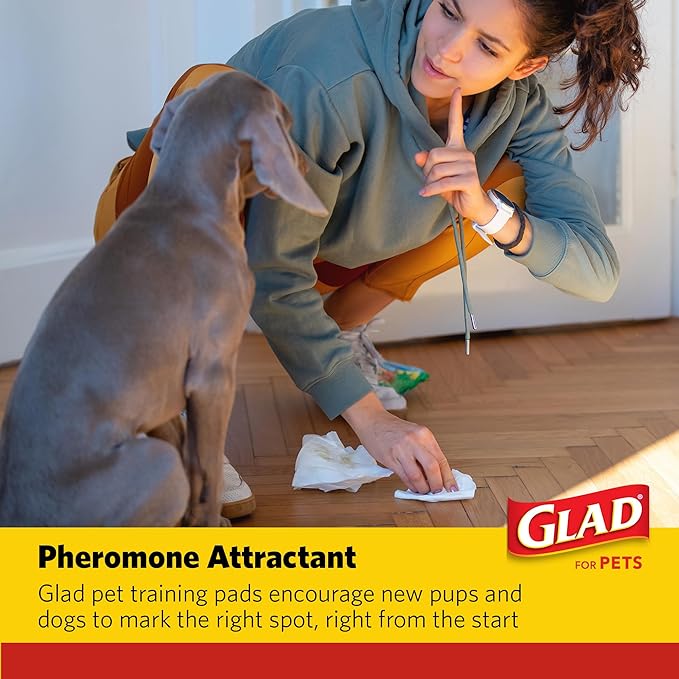 Glad for Pets XL Charcoal Training Pads, Heavy Duty Leak-Resistant Puppy Pee Pads with Activated Carbon Odor Control, Quick-Dry Quilted Top, Indoor Potty & Crate Liner, 24 x 24 in, 100 Count