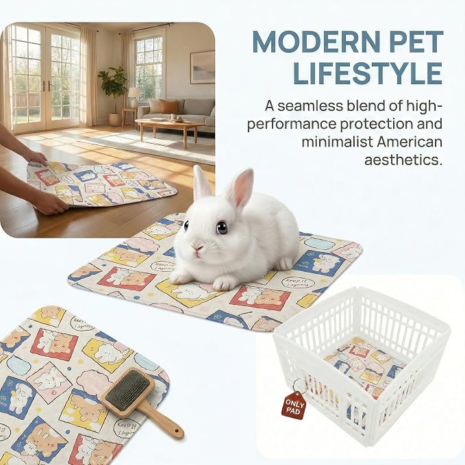 PJYuCien Non-Slip 36"x36" Pet Playpen Mat with 3-Layer Comfort, Reusable and Washable Training Crate Pad, Travel Mat and Sofa Protector for Puppies, Dogs, Cats, Rabbits, and Small Animals, Blue