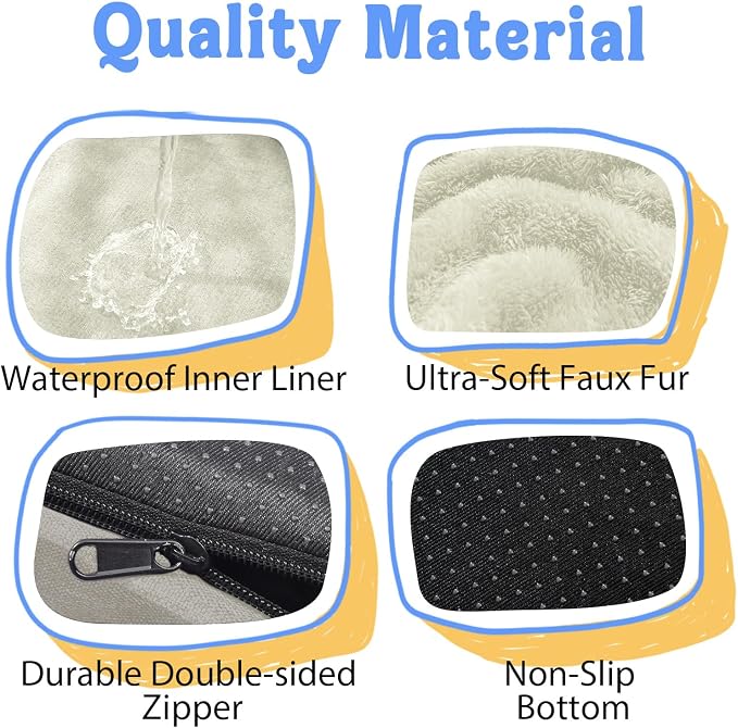 Chez Paw Large Orthopedic Dog Bed for Extra Large Dogs, Waterproof XL Egg-Crate Foam Dog Bed with Removable Washable Cover & Non-Slip Bottom, 4-Sided Bolster Support, Beige 42"x30"x7.5"