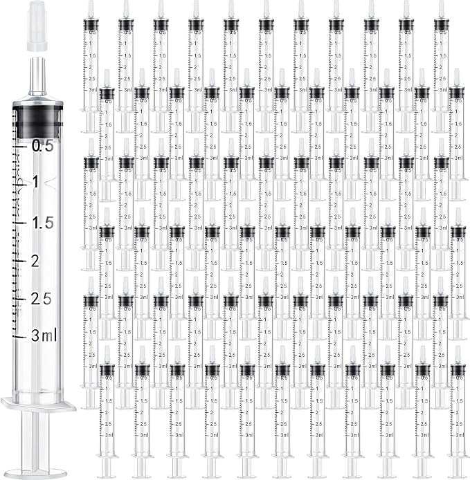 Zhengmy 100 Pack Bulk Plastic Syringe with Luer Slip Tip, Individually Sterile Sealed, Liquid Oral Syringe with Measure Scale No Needle for Pets Feeding(3 ml)