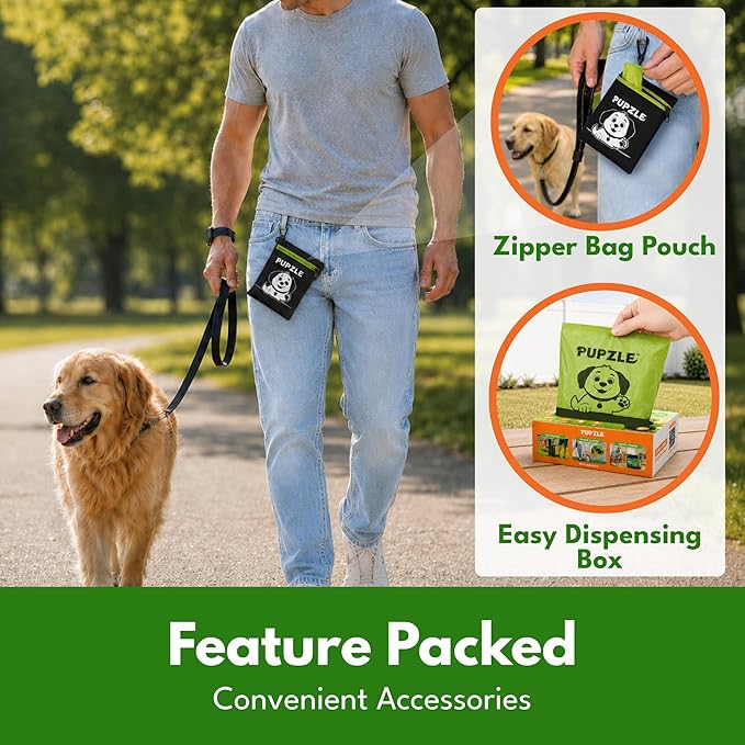 Pupzle 2-Ply Poop Bags For Dogs, Multi-layered Hand Protection, Thick Dog Poop Bags, Leak-proof And Odor Blocking Heavy Duty Large Doggy Bags, Includes Pouch, Lavender Scented 250 Bags For Pet Waste