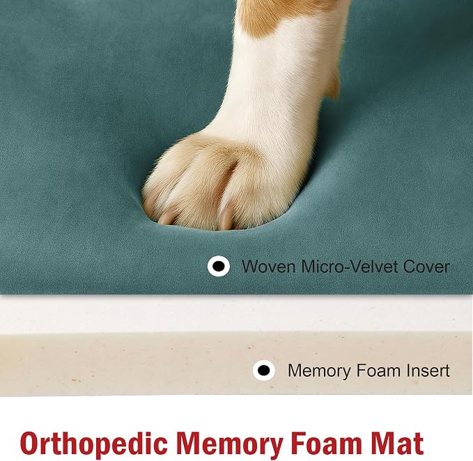 Majestic Pet Orthopedic Memory Foam Dog Crate Mat - Plush Pet Bed Pad for Crates & Kennels | USA Crafted | 48"x30" Villa Azure