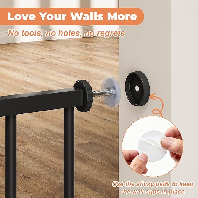 Baby Gate for Stairs No Drilling, 29"-40" Auto Close Dog Gate Indoor | Doorways & Stairs, Pressure Mounted Adjustable Pet Gate, Easy Walk Through Child Gate for Children & Pets Stroller Friendly