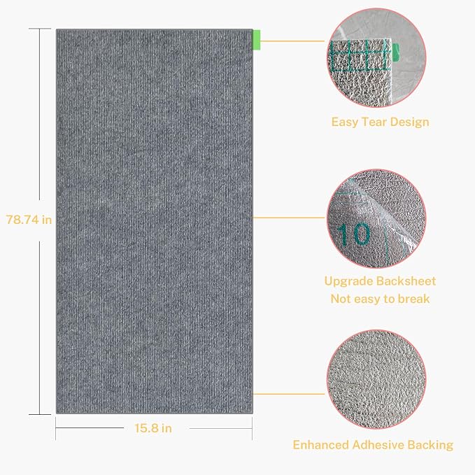 Cat Scratch Furniture Protector, 78.7x15.8inch Adhesive Cat Scratch Pad Deterrent for Furniture, DIY Climbing Cat Scratcher Couch Protector from Cat Claws Scratching for Indoor (Gray)