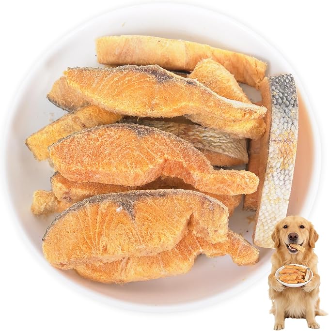 Freeze Dried Salmon Treats for Dogs, Single Ingredient Dog Treat with Salmon Wild Caught & Omega-3, High Protein & Grain Free Puppy Training Treats & Food Toppers 2.5oz