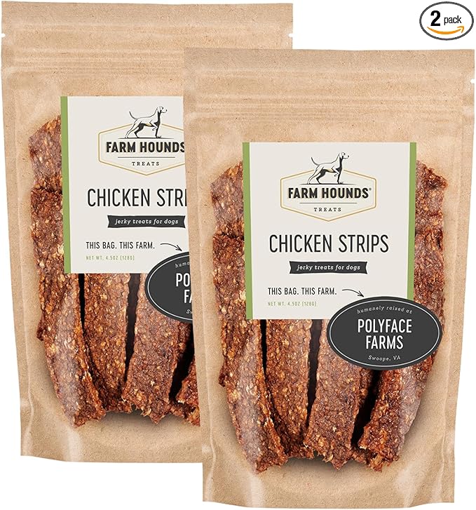 Farm Hounds - Chicken Strips - Premium Natural Jerky for Dogs - 100% Humanely Raised Chicken- Break-to-Size - Great for Training & Treats - No Added Fillers - Made in USA - 2 Pack