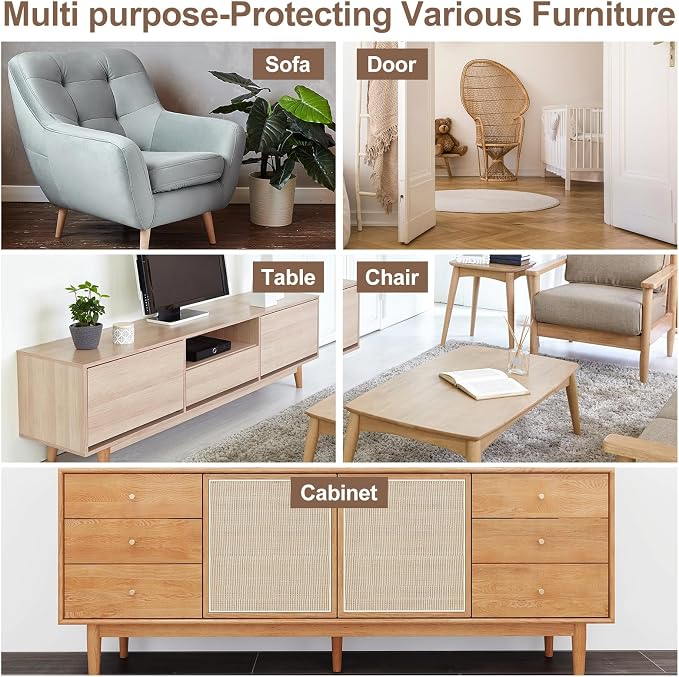 uxcell Anti Scratch Furniture Protector, 2 Rolls 118" x 12" Single-Sided Sticky Couch Protector from Cat Claws, Clear Protectors from Cats Scratching for Sofa Corners, Walls, Doors