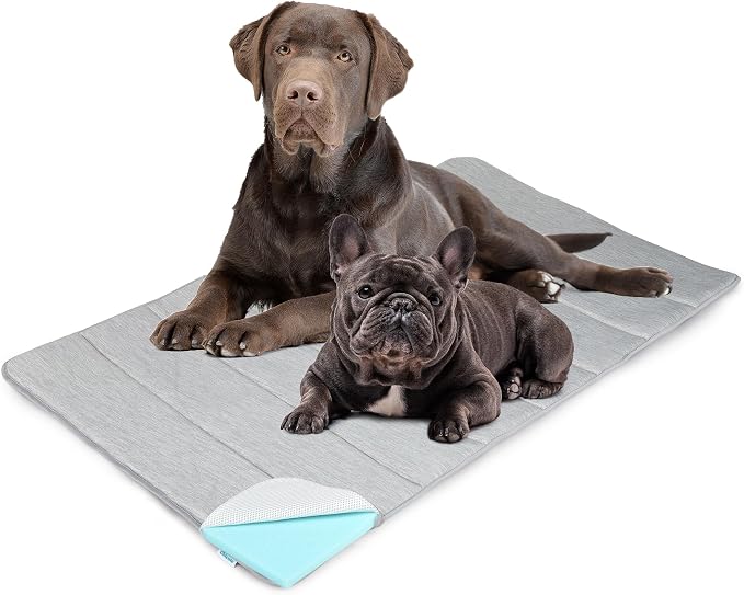 Dog Cooling Mat for Large Dogs – 47"x29" Orthopedic Memory Foam Pad for Summer, Hot Weather & Joint Relief | Washable, Non-Slip Crate Mat for Senior Dogs, Travel & Home(Grey)