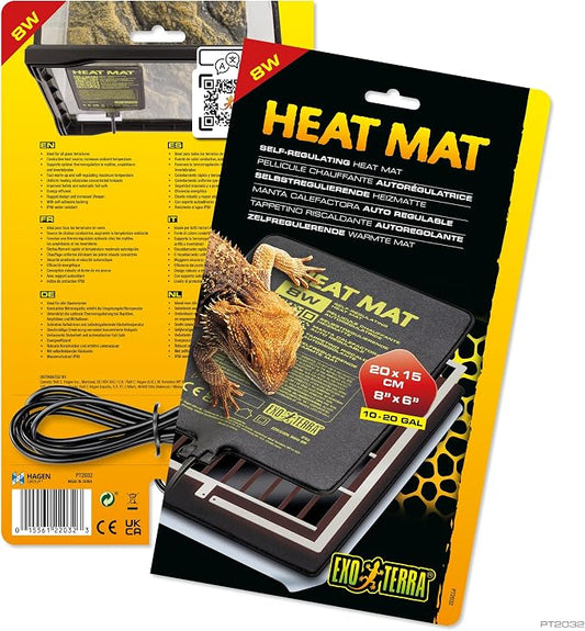 Exo Terra Heat Mat – Self-Regulating Reptile Heating Pad for Terrariums, Conductive Source for Reptiles & Amphibians, Fast Warm-Up, Safe & Energy Efficient, Even Distribution 8W
