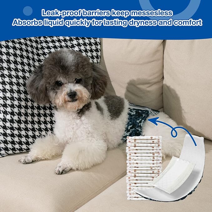 Disposable Dog Diaper Booster Pads XL - 40 Count, Dog Diaper Liners for Male and Female Dogs, Inserts Fit Most Puppy Diapers - Pet Belly Bands and Male Dogs Wraps (Paws)
