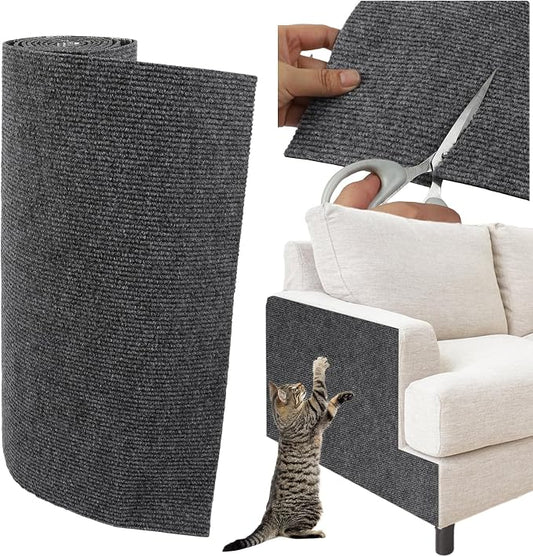 Trimmable Cat Scratcher Mat, 39.4"x15.8" Self-Adhesive Cat Scratching Carpet Pad Replacement for Cat Tree Shelves, Cat Steps and Posts, DIY Cat Scratch Couch Furniture Protector