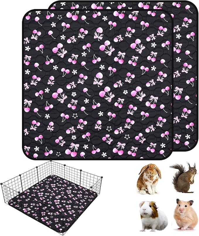 2 Pack Waterproof Guinea Pig Cage Liner, 42" x 42" Washable Reusable Guinea Pig Liner, Super Absorbent Leak-Proof Pet Pee Pad Mats for Guinea Pigs Rabbit Chinchilla Bunny Hamster