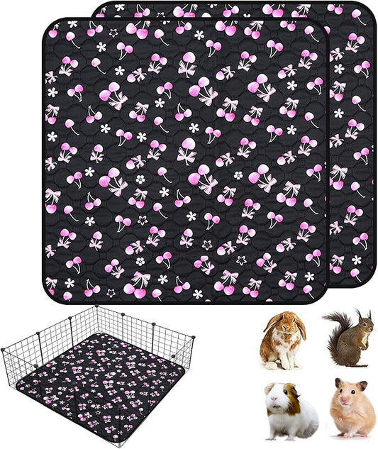 2 Pack Waterproof Guinea Pig Cage Liner, 42" x 42" Washable Reusable Guinea Pig Liner, Super Absorbent Leak-Proof Pet Pee Pad Mats for Guinea Pigs Rabbit Chinchilla Bunny Hamster