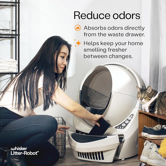 Whisker Litter-Robot 3 Carbon Filters, 6-Pack - Litter Box Filter, Designed for Litter-Robot, Absorbs Odors & Controls Moisture for Cleaner Smelling Home