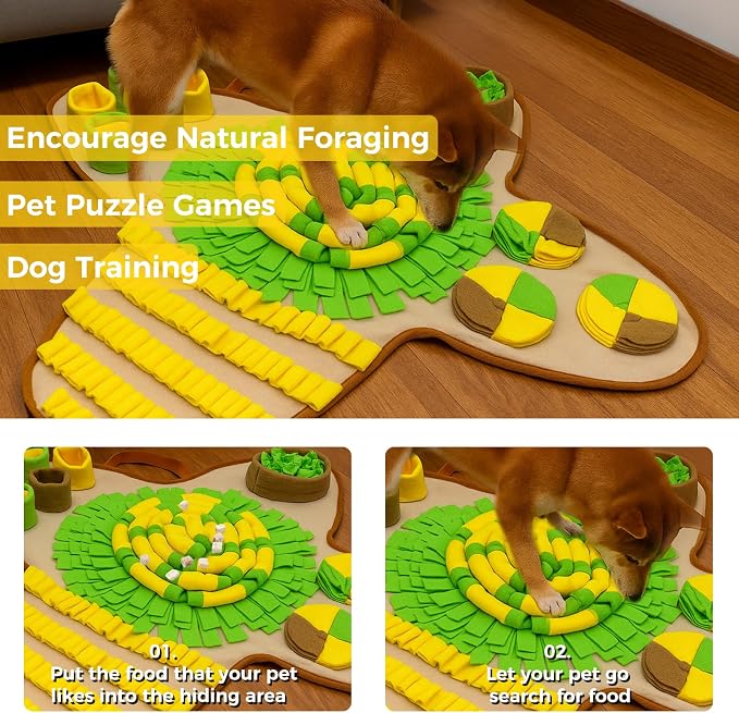 Snuffle Mat for Dogs Large Breed & Small, 27"x27" Interactive Puzzle Dog Food Mat Encourages Natural Foraging Skills, Dog Enrichment Toy for Brain Stimulation & Slow Feeding Game & Anxiety Relief