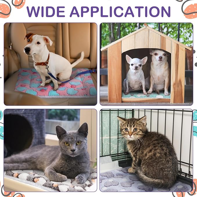 Haull 4 Pcs Waterproof Guinea Pig Bedding Soft Dog Cat Bed Crate Mat Small Animal Plush Cage Liners Rabbit Bunny Kennel Pad Reversible Cozy Pee Thickened Hamster Pad(Heart,13 x 18.5 Inch)