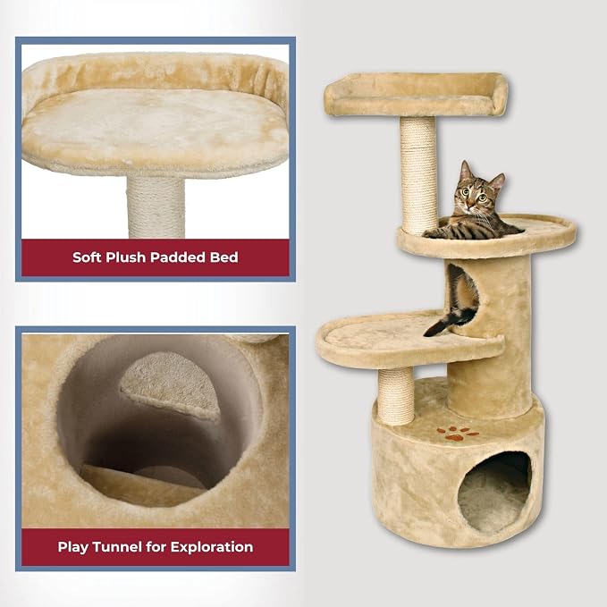 TRIXIE Pet Products Oviedo Cat Tree (Beige), Large (11 x 19 x 41 in.) (4384)