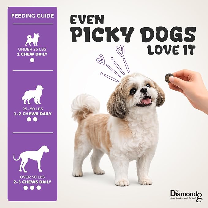 Diamondg Dog Mutivitamin Chews with Turkey Tail & Probiotics, 60ct - All in One Dog Nutritional and Health Supplement to Support Critical Immune Defense for Puppy & Senior, Daily Multivitamin for Dogs
