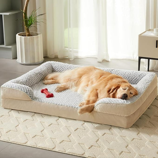 LEXTRO Orthopedic Dog Bed for Extra Large Dogs, Egg Crate Foam Bed for Extra Large Dogs, Equipped with Removable Waterproof Pillow Cover and Anti-Slip Bottom, Pet Bed