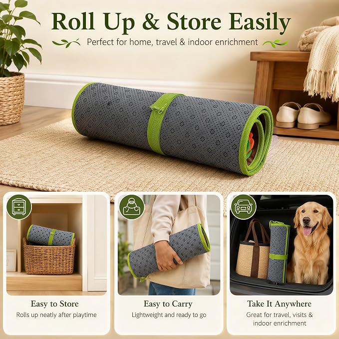 Snuffle Mat for Dogs – Extra Large 32'' x 20'', Washable Slow Feeder Dog Toy, Durable Interactive Dog Puzzle for Mental Stimulation & Nosework Training, with Anti-Slip Suction Cups