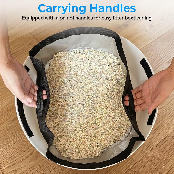 Reusable Cat Litter Box Liners for Hidden Plant Litter Box, Waterproof Leak Proof Scratch Resistant Cat Liners with Easy-Attach Hook-and-Loop Fasteners 3-Pack (Black)