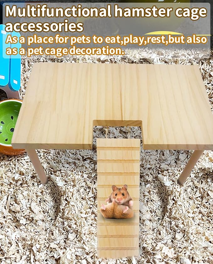 BNOSDM 2Pcs Black Rabbit Grinding Claw Pads 2Pack Bunny Scratch Foot Pads and Large Hamster Play Wooden Platform with Ladder Small Animal Standing Platform Mouse Squirrel Gerbil Guinea Pig
