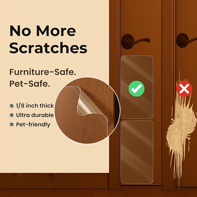 Dog Door Scratch Protector 2-Pack 6 x 17 Clear Anti-Scratch Door Guard for Dogs & Cats, Heavy Duty PVC Pet Door Shield, Custom Cut Claw Protection for Interior Exterior Doors Frames & Trim