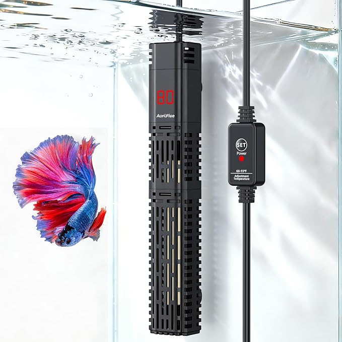 Aquarium Heater for Fish Tank - 300W Submersible Fish Tank Heater with Digital Display & Adjustable External Controller, Leaving Water Protection for 40-75 Gallon Freshwater Saltwater Tanks