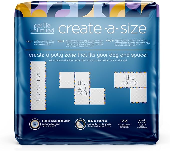 Pet Life Unlimited Create-a-Size Puppy Pads, Pee Pads for Dogs, Dog TrainingPads - Fragrance Free DogPads, - Made in The USA - 22" x 22" - 50 Count (Pack of 4)
