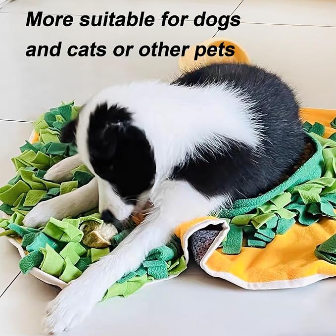 Pet Olfactory Feeding Pad Training Mat Dogs Cats Interactive Puzzle Toy Natural Foraging Tool Slow Feeding Snack Hiding Blanket (Spring)