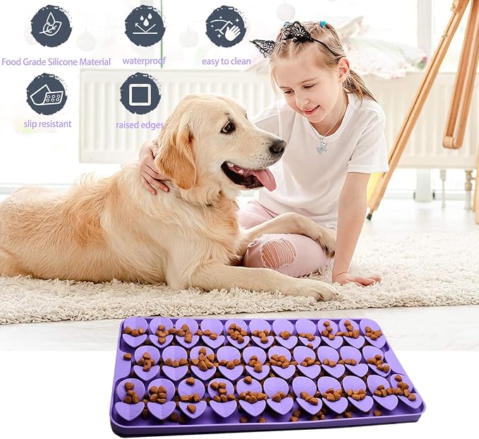 Silicone Snuffle Mat for Dog,Slow Feeder Lick Mat with Suction Cups for Slow Eating & Femont Snuffle Mat for Medium Dogs,Silicone Slow Feeder Lick Mat for Dogs Slow Eating