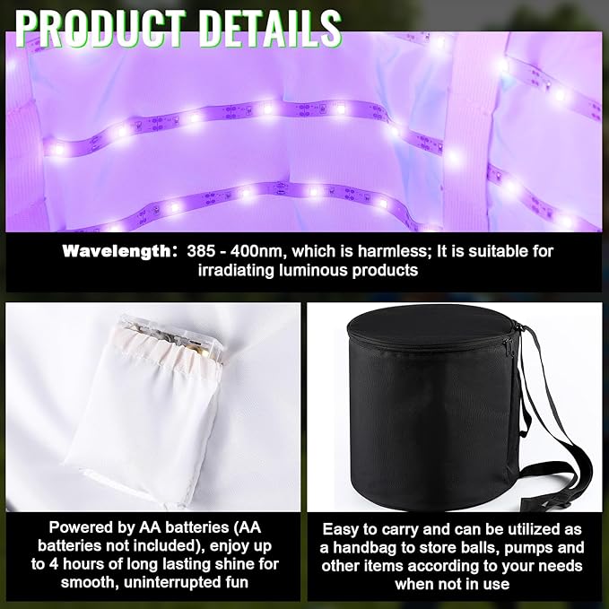 Hiboom 3 Pcs 3 Inch Glow in The Dark Baseballs UV Light Quick Charger Bag for Adults Playground Backyard Game Outdoor in The Dark Games