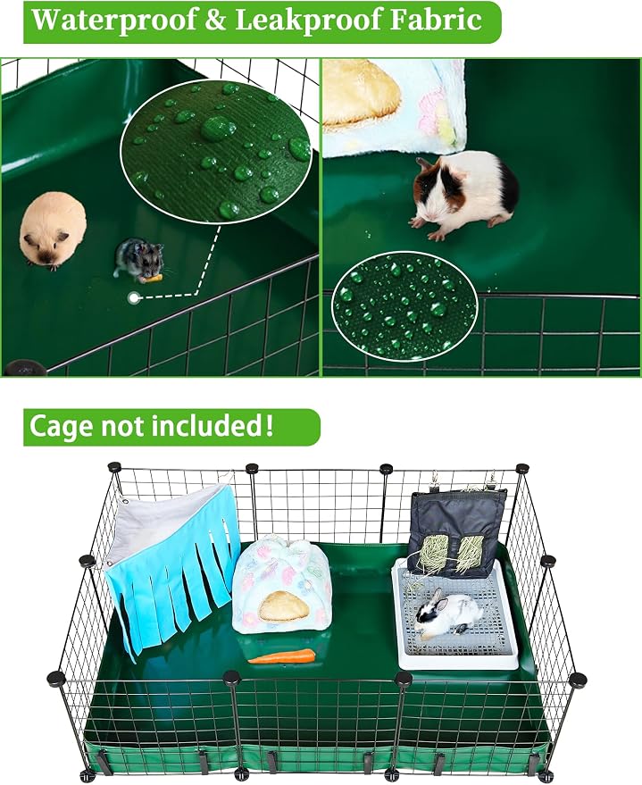 Guinea Pig Cage Liner, for 28"x42" Area Waterproof/Leakproof Base for Guinea Pig Cages. Reusable Bottom for Rabbits Hamsters Hedgehogs and Other Small Animals. Green
