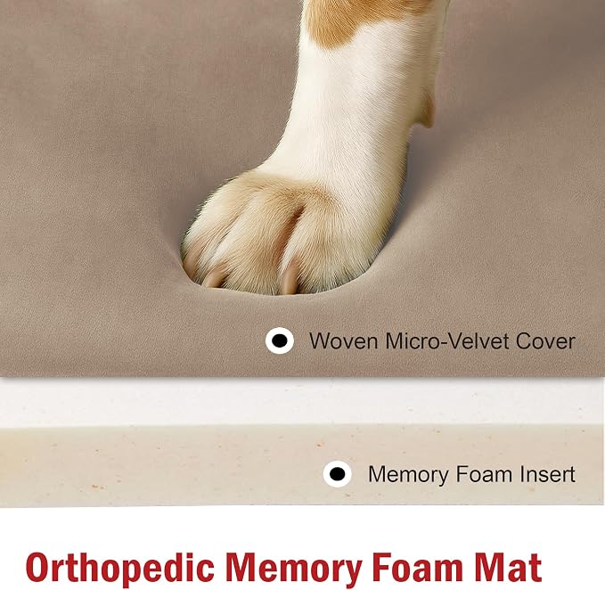 Majestic Pet Orthopedic Memory Foam Dog Crate Mat - Plush Pet Bed Pad for Crates & Kennels | USA Crafted | 48"x30" Villa Pearl
